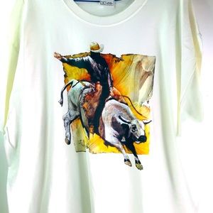 Bullriding cowboy western rodeo t shirt NEW Unisex Size XL